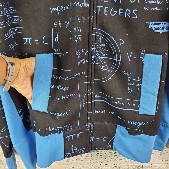 Imperial Motion Hooded Math Formula Hooded Front Zipper Blue Sweater Size XXL - Picture 4 of 11